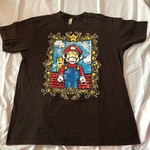 Brown men’s t-shirt with a Super Mario theme
